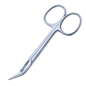 Wilmer Angled On Flat Conjunctival And Utility Scissors, Ring Handle, Serrated Blades With Polished Finish, Sharp Pointed Tips, 18mm From Mid Screw To Tip With Overall Length of 3 3/4" (94mm) 